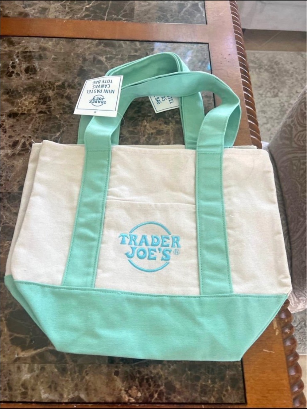 2 Count Trader Joe’s Mini tote bag Mint Green New